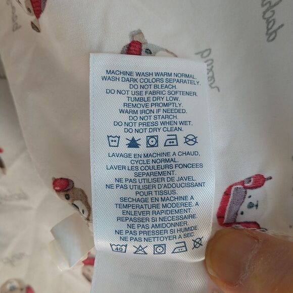 Lands End Shirt Blouse Womens 16P White Christmas Dog Supima Cotton Novelty - Picture 8 of 8